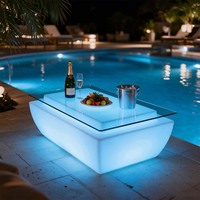 Table lumineuse à LED RGB 16 couleurs, éclairage réglable, table lumineuse pour intérieur/extérieur, fête, hôtel, bar, salon, décoration