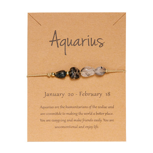 Pulsera <span class=keywords><strong>del</strong></span> zodiaco de doce constelaciones tejida hecha a mano de piedra natural de moda de mujer al por mayor - Product Image 2