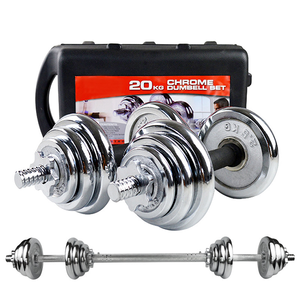 Pro Fitness Adjustable Plated Cast Iron <strong>Dumbbells</strong> <strong>Set</strong> 10 kg 15kg 20kg 30kg 55kg <strong>50kg</strong> <strong>Silver</strong> <strong>Chrome</strong> <strong>Barbell</strong> <strong>Dumbbell</strong> Weight <strong>Set</strong> - Product Image 1