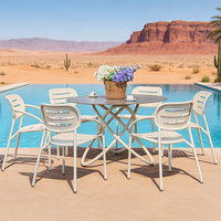 Ensemble de table et chaises de jardin en aluminium pour hôtel, mobilier de terrasse, ensemble de repas en plein air, mobilier de bord de piscine