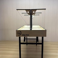 Jeu de lancer d'anneaux en bois massif vintage, jeu de dextérité interactif pour 2 joueurs, jeu de table pour activités éducatives parent-enfant