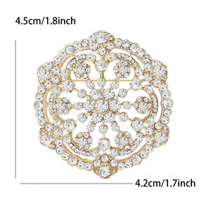 エレガントな女性ジュエリーギフトスノーフレークブローチピンウェディング合金ラインストーン花ブローチピン - Product Image 5