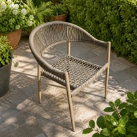 Chaises de salle à manger d'extérieur modernes empilables en aluminium avec cordes, confortables, imperméables et légères pour hôtel et patio