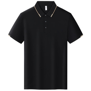 เสื้อโปโลแขนสั้นสีพื้นโพลีเอสเตอร์ระบายอากาศได้ดีสวมใส่ได้ทุกวันชุดทำงานสีดำ - Product Image 1