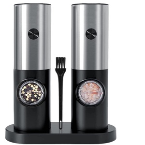 Ensemble moulin à sel et à poivre électrique semi-automatique en acier inoxydable pour la cuisine, alimenté par piles - Product Image 1