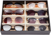 Étuis de rangement de lunettes personnalisées, caisse de stockage à 8 fentes en cuir PU, organisateur de lunettes, plateau d'exposition avec couvercle, original