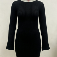 Zowi – Nouvelle Robe Pull Longue Noire en Maille Côtelée pour Femme, Qualité Supérieure, Coupe Slim, Vente en Gros, OEM & ODM