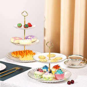 Tivray Custom <strong>3</strong> <strong>Tier</strong> Ceramic Wedding <strong>Dessert</strong> Fruit Snack Cupcake Cake Marble Elegant <strong>Dessert</strong> Stand for Tea Party Serving Platter - Product Image 6