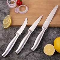 Ensemble de 14 couteaux de chef en acier inoxydable à manche creux avec bloc de rangement et auto-affûtage
