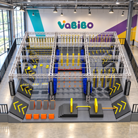 Équipement de parcours Ninja commercial intérieur standard européen avec filet de transport, mur araignée et blocs de parkour pour aire de jeux 3D pour enfants en centre commercial (FEC)