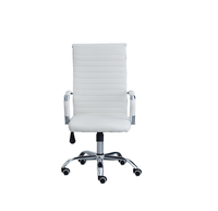 Chaise de bureau ergonomique moderne avec dossier mi-haut en cuir PU, pivotante, réglable, confortable et rembourrée, idéale pour les conférences et les tâches de direction.