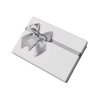 Boîte-cadeau et sac-cadeau rectangulaires gris de qualité professionnelle avec couvercle et plateau décorés d'un nœud, pour cadeaux d'anniversaire et faveurs