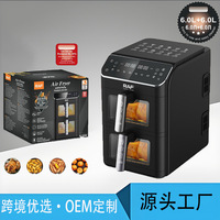 Friteuse à air numérique intelligente multifonctionnelle sans huile, double couche, à commande tactile, 6L+6L, conforme aux normes européennes, pour usage domestique et extérieur