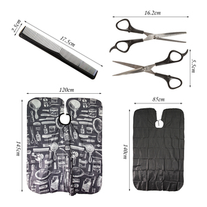 Ensemble de 4 ciseaux de barbier et kit d'accessoires Cape de barbier professionnelle et ciseaux Ensemble d'outils de coupe et de coiffure avec peigne - Product Image 2
