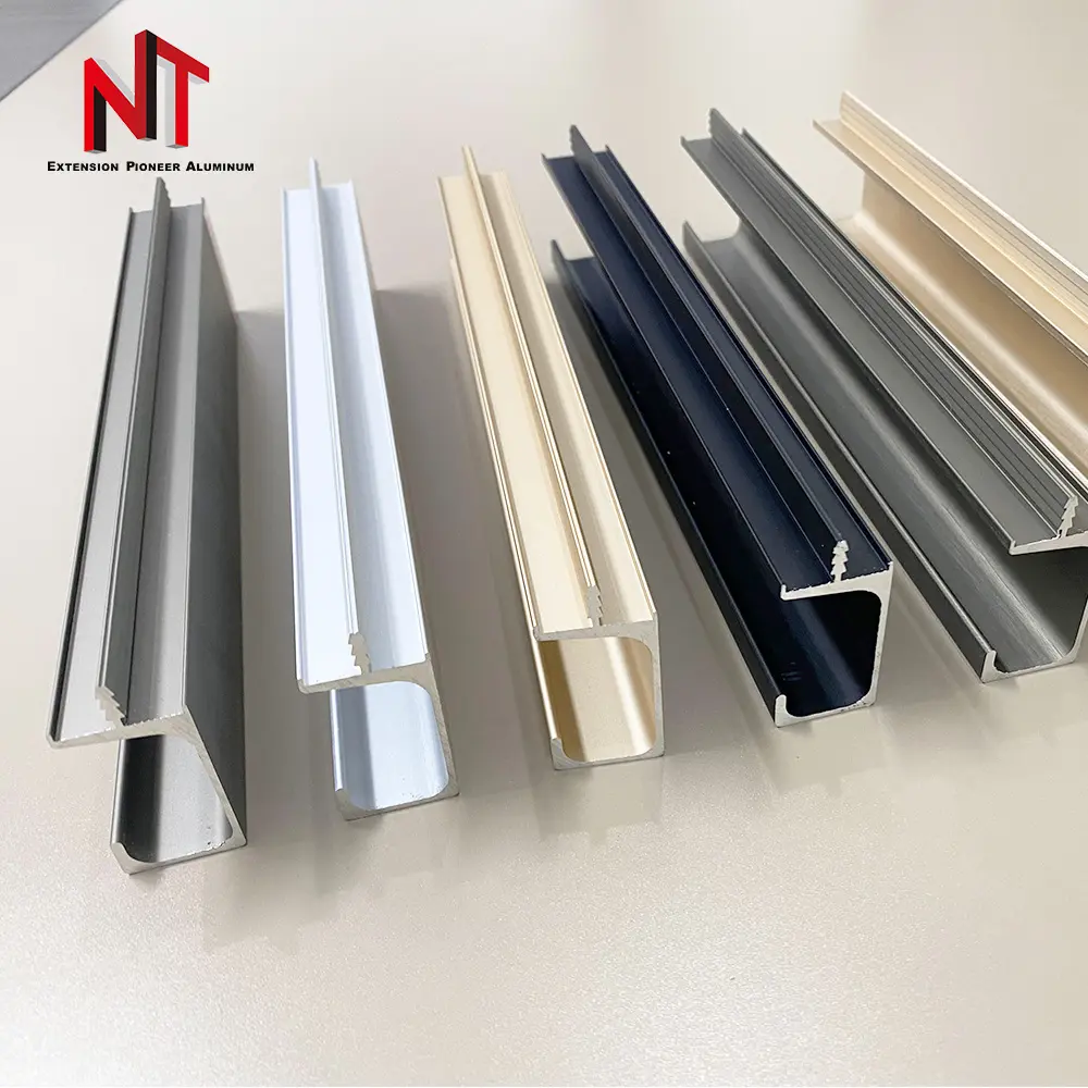 NUOTUO चीन निर्यात अलमारी Anodizing और ब्रश एल्यूमीनियम प्रोफ़ाइल के लिए बहुरंगी फ्रेम अनुकूलित फिसलने दरवाज़े के हैंडल