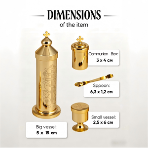 Ensemble de communion portable HT Orthodox en alliage plaqué or, ensemble de sainte communion de voyage avec gravure IC XC, mini-ensemble eucharistique <span class=keywords><strong>pour</strong></span> prêtre - Product Image 2