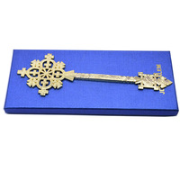 Croix dorée à tenir à la main, clé de Jérusalem, cadeau religieux-cérémoniel, bijou de collection unisexe, blanc K RW-087