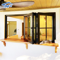Porte accordéon en aluminium à cadre fin, sur mesure, horizontale, moderne, extérieure, isolante thermique, coupe-vent, en verre trempé