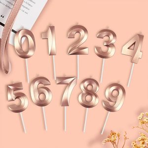 شموع أرقام ذهبية وحمراء وفضية اللون على شكل أرقام لتزيين الكيك - Product Image 2