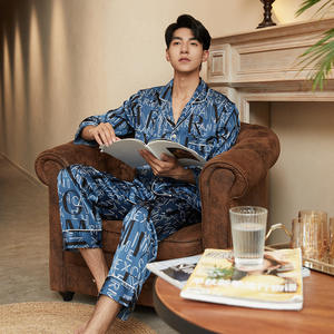 Nuovi Arrivi 2026: Pigiami di Lusso in Raso di Seta per Uomo, Maniche Lunghe, Estivi, Taglie Forti, Abbigliamento da Notte Maschile - Product Image 5