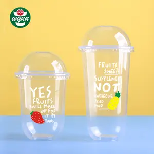 500ml סרט פנימי pp כוס מותאם אישית לוגו U צורת חד פעמי חלב תה פלסטיק pp כוסות