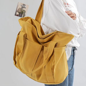 Sac fourre-tout en toile robuste avec logo personnalisé, longues poignées, grande capacité pour les courses et les trajets quotidiens - Product Image 4