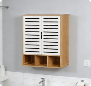 Armoire murale de salle de bain en <span class=keywords><strong>bambou</strong></span> écologique, armoire de rangement pour salle de bain, armoire murale pour toilettes, meubles de salle de bain - Product Image 4