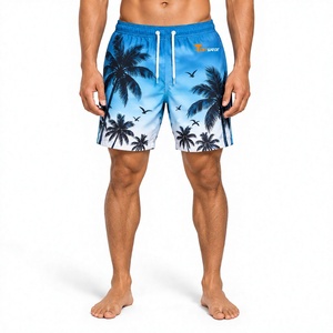 Shorts de Playa para Hombre al por Mayor con Estampado de Palmeras, de Secado Rápido, Casuales, de Cintura Media con Cordón Ajustable - Product Image 1