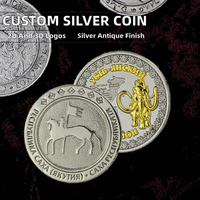 Pièce de monnaie commémorative en métal avec logo personnalisé, plaquée argent, gravée, ronde, souvenir pour cadeau et collection