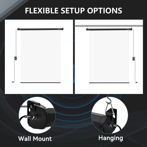 RAUBAY Motorized Pull Down White Polyester Screen Backdrop-59.8" X 86.6" Collapsible Ceiling/Wall Mount Background - Product Image 6