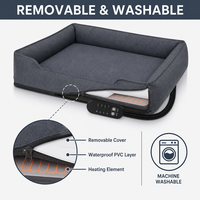 Coussin chauffant électrique ZT pour chiens et chats, lit pour animaux de compagnie avec contrôle de la température, minuterie, économie d'énergie, coton/fibre de polyester, automne/hiver