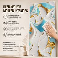 Panneau mural en PVC brillant MORLENX, moderne, imperméable, blanc or, motif abstrait marbré UV, pour salon, boutique, complexe hôtelier