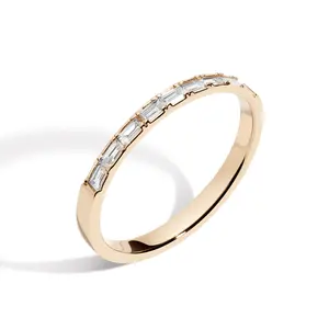 H&F Original Manufacturer 18k Pure Gold Diamond Wedding Band Baguette Cut Custom 14kt 9k Real Gold Anniversary Rings Women