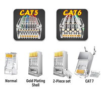 Oferta de Combinación con Descuento: Conector Modular de Internet Cat6 UTP 8P8C RJ45 para Cable Ethernet y Herramientas de Red