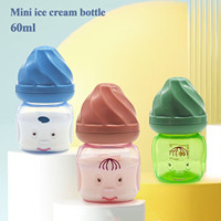 Biberon pour bébé sans BPA, 0-12 mois, calibre standard, 60 ml, débit moyen, forme de petit ours, forme de moulin à vent, crème glacée