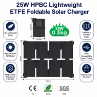 Panneau solaire HPBC ultraléger pliable ETFE, chargeur solaire portable 25W 45W 60W 80W, sortie USB, compact, camping, alimentation extérieure