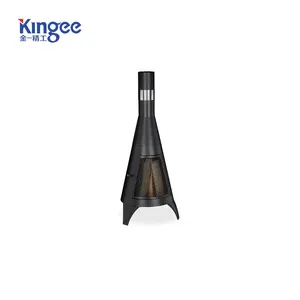 काले धातु रॉकेट लकड़ी जलती आउटडोर आग गड्ढे Chimenea