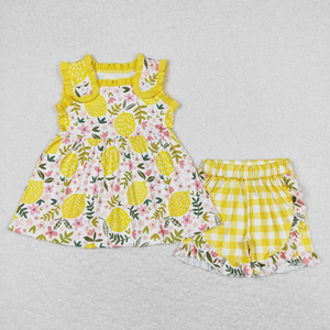 Nouveautés - Tenues pour enfants - Chemises à manches courtes avec nœuds floraux et shorts pour filles - Ensemble d'été pour bébés et enfants - Product Image 4