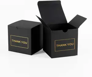 Özel aimant 4x4x4 inç Mini teşekkür ederim düğün misafirler için kapaklı siyah hediye kutuları