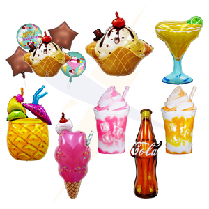 SJ gros dessin animé Dessert feuille ballons noël Halloween fête <span class=keywords><strong>d</strong></span>écoration hélium crème glacée <span class=keywords><strong>gâteau</strong></span> ballons en bleu dans un sac - Product Image 1
