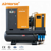 Compresseur d'air à vis triphasé de 16 bar, 7,5 kW, 10 ch, 40 pieds, avec sécheur d'air, réservoir, moteur portable inclus