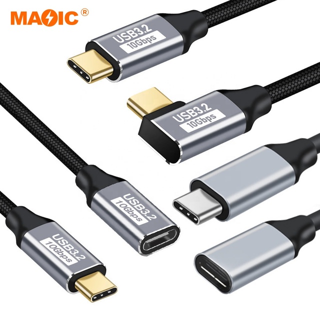 USB 3.2 Gen 2.1 5A 100W 4k 60hz 10Gbps High Speed Data Cables Type C to Type C Cable Braided USB C Fast Charging Cable