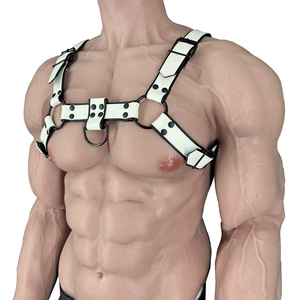Harnais de poitrine en cuir blanc pour homme avec doubles anneaux et bretelles – Sous-vêtements de tentation - Product Image 3