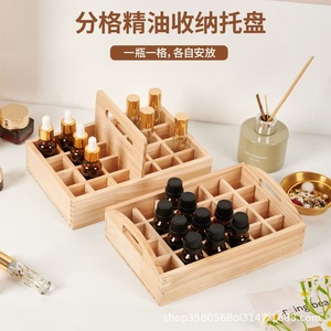 Wooden Essential Oil Storage <b>Box</b> Rectangle Desktop Organizer For Jewelry Nail Polish <b>Tea</b> Bags - Product Image 3