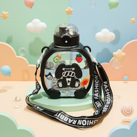 Bouteille d'eau d'été pour enfants 1L, jolie tasse en plastique grande capacité, gourde de sport double usage de haute qualité pour l'école