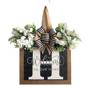 Décoration créative de style ferme pour la fête des Mères : Pendentif <span class=keywords><strong>en</strong></span> <span class=keywords><strong>bois</strong></span> avec nœud et 26 lettres de prénom pour <span class=keywords><strong>porte</strong></span> d'entrée - Product Image 1