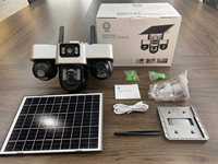 Cámara Solar V380pro de Tres Lentes, 9MP, 4K, Visión Nocturna, para el Hogar, con Tarjeta SIM 4G, WiFi, Exterior, Impermeable, PTZ