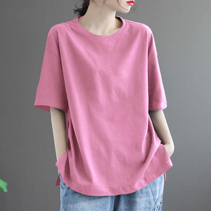 Women's Loose Fit Short Sleeve T-Shirt <b>Khaki</b> Plus Size Casual Breathable Jersey <b>Top</b> - Product Image 3