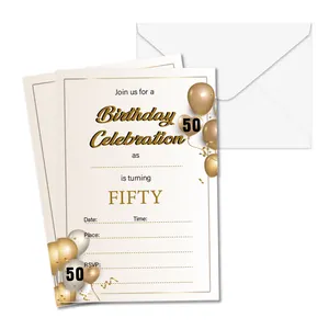 PAFU 50th Birthday Invitations 50 Anniversary Party Celebration Invites Cards with Envelop 25 Counts