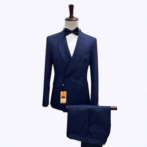 남자 두 버튼 솔리드 비즈니스 웨딩 턱시도 세트 댄스 파티 세트 재킷과 바지 - Product Image 6